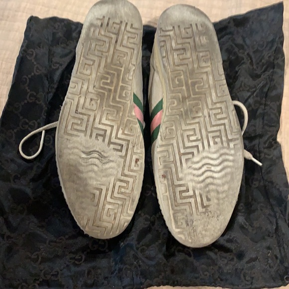 Pre Loved Gucci Sneakers Suede Pink and Green Stripe with dust bag - Picture 6 of 8